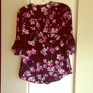 Express black with pink flower shirt